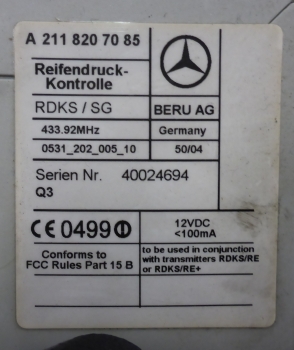 Preview: RDKS / SG Reifendruck Kontrolle Steuergerät A2118207085-Mercedes E-Klasse W211/S211 220CDI