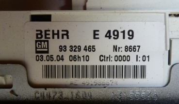 Preview: Heizung Klimabedienteil 93329465-Opel Meriva A 1.7 CDTI